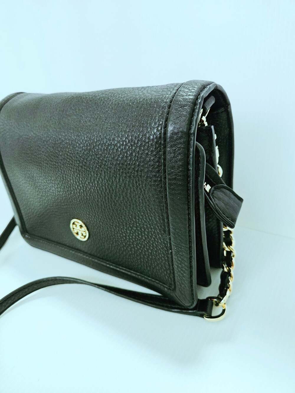 Tory Burch Landon Crossbody Bag Black Pebbled Leather Purse - Picture 6 of 16